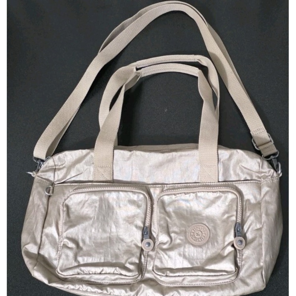 Kipling Cyrene Carry On Travel Bag Crossbody‎ Double Handle Metallic Rose Gold